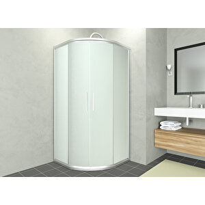 Alonza Temperli 6 Mm Oval Cam Duşakabin Mat Krom Profil Kumlama Cam 90x90 cm