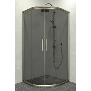 Alonza Temperli 6 Mm Oval Cam Duşakabin Bronz Profil Füme Cam 90x90 cm