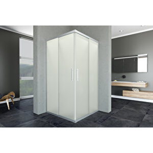 Sparta Temperli 6 Mm Kare Cam Duşakabin Krom Profil Kumlama Cam 90x90 cm