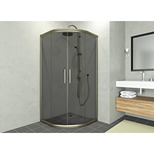 Alonza Temperli 6 Mm Oval Cam Duşakabin Bronz Profil Füme Cam 150x150 cm