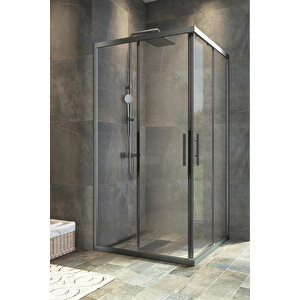 Sparta Temperli 6 Mm Kare Cam Duşakabin Siyah Profil Şeffaf Cam