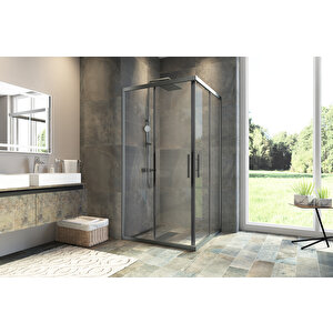 Sparta Temperli 6 Mm Kare Cam Duşakabin Siyah Profil Şeffaf Cam