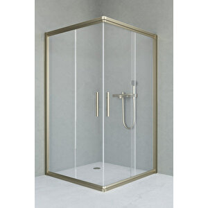 İndiana Temperli 6 Mm Kare Cam Duşakabin Bronz Profil Şeffaf Cam 120x120 cm