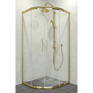 Alonza Temperli 6 Mm Oval Cam Duşakabin Altın Profil Şeffaf Cam 130x130 cm