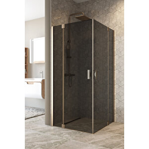 Antilitz Temperli 6 Mm Kare Menteşeli Cam Duşakabin Moka Menteşe Füme Cam 80x80 cm