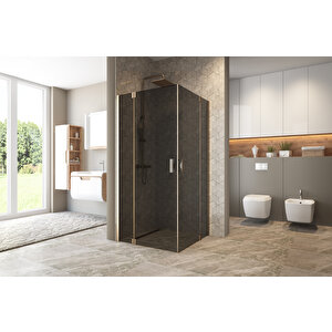 Antilitz Temperli 6 Mm Kare Menteşeli Cam Duşakabin Moka Menteşe Füme Cam 80x80 cm