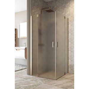 Antilitz Temperli 6 Mm Kare Menteşeli Cam Duşakabin Moka Menteşe Buzlu Cam 70x70 cm