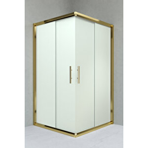 İndiana Temperli 6 Mm Kare Cam Duşakabin Altın Profil Kumlama Cam 120x120 cm