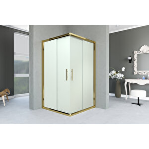 İndiana Temperli 6 Mm Kare Cam Duşakabin Altın Profil Kumlama Cam 120x120 cm