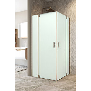 Antilitz Temperli 6 Mm Kare Menteşeli Cam Duşakabin Moka Menteşe Kumlama Cam 90x90 cm