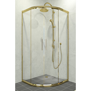Alonza Temperli 6 Mm Oval Cam Duşakabin Altın Profil Şeffaf Cam 140x140 cm