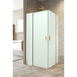 Antilitz Temperli 6 Mm Kare Menteşeli Cam Duşakabin Pvd Altın Menteşe Kumlama Cam 100x100 cm