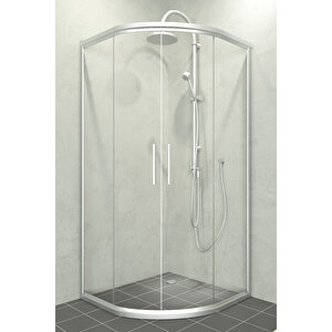 Alonza Temperli 6 Mm Oval Cam Duşakabin Mat Krom Profil Şeffaf Cam 90x90 cm