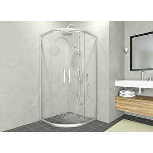 Alonza Temperli 6 Mm Oval Cam Duşakabin Mat Krom Profil Şeffaf Cam 90x90 cm