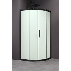 Alonza Temperli 6 Mm Oval Cam Duşakabin Siyah Profil Kumlama Cam 70x70 cm
