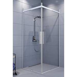 Clase Temperli 6 Mm Kare Cam Duşakabin Krom Profil Şeffaf Cam 90x90 cm