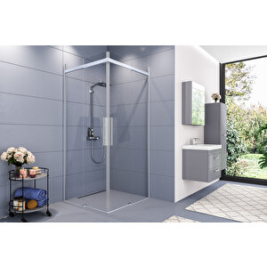Clase Temperli 6 Mm Kare Cam Duşakabin Krom Profil Şeffaf Cam 90x90 cm
