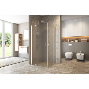 Antilitz Temperli 6 Mm Kare Menteşeli Cam Duşakabin Krom Menteşe Buzlu Cam 100x100 cm