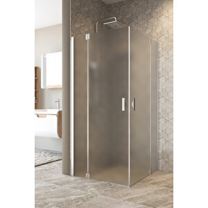 Antilitz Temperli 6 Mm Kare Menteşeli Cam Duşakabin Krom Menteşe Buzlu Cam 80x80 cm