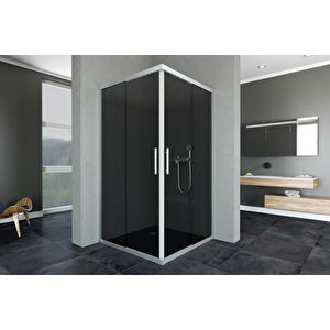 Sparta Temperli 6 Mm Kare Cam Duşakabin Krom Profil Füme Cam 110x110 cm
