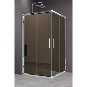 İndiana Temperli 6 Mm Kare Cam Duşakabin Ultra Parlak Krom Profil Bronz Reflekte Cam 120x120 cm