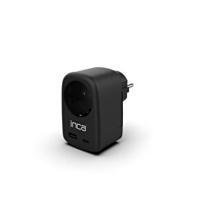 Inca Ipw-42sy 1port 12w Usb+Type-C Akım Korumalı  Duvar Priz - Siyah