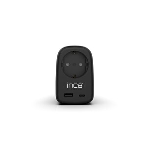Inca Ipw-42sy 1port 12w Usb+Type-C Akım Korumalı  Duvar Priz - Siyah
