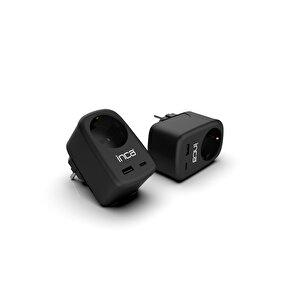 Inca Ipw-42sy 1port 12w Usb+Type-C Akım Korumalı  Duvar Priz - Siyah