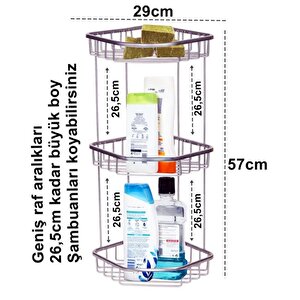 Aüminyum Üç Gözlü Banyo Köşelik Şampuanlaık Ömür Boyu Paslanmaz-oscr