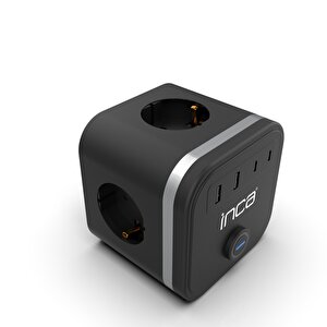 Inca Ipw-47sy 3port 2x Usb+2x Type-c Led Tuşlu Duvar Priz  - Siyah