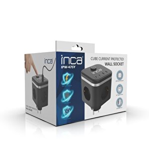 Inca Ipw-47sy 3port 2x Usb+2x Type-c Led Tuşlu Duvar Priz  - Siyah