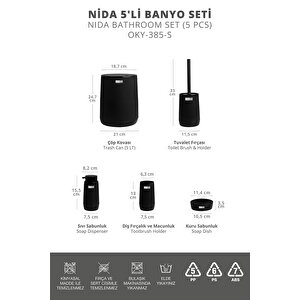 Okyanus Home Nida Siyah 5'li Banyo Seti