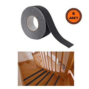 6 Adet Merdiven Zemin Kaydırmaz Bant 50 Mm X 25 Mt Siyah