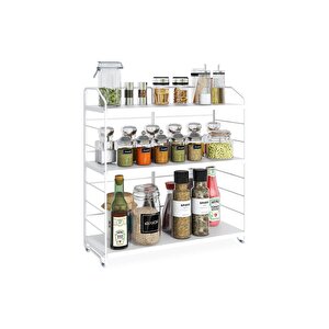 Ayarlanabilir Raflı 40cm Baharatlık, Organizer, Düzenleyizi Tezgahüstü Banyo, Mutfak, Ofis Model-1 Beyaz