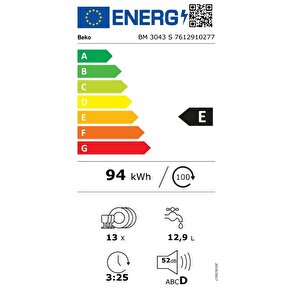 Beko Bm 3043 S 3 Programlı 13 Kişilik Bulaşık Makinesi