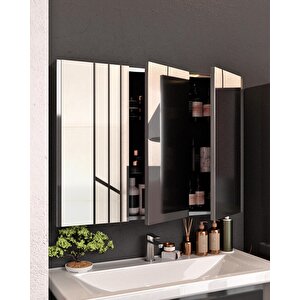 Lotus Banyo Dolabı 100 Cm Lavabo Dahil Antrasit Çekmeceli Komple Mebran Mdf