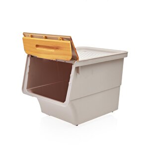 Technow Motek 12 Litre Bambu Desen Tekerlekli Tekli Organizer 2 Adet