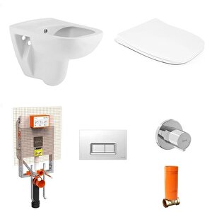 Petite Kanalsız Rim-out Asma Klozet + Yavaş Kapanır Kapak + Vitra Gömme Rezervuar