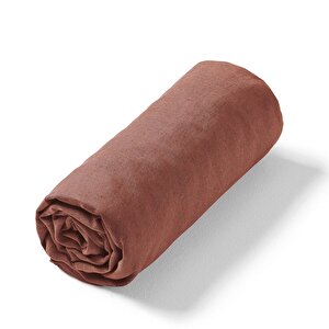 Yüzde Yüz Pamuklu Kahve Yastık Kılıfsız 180x200 Battal Boy Lastikli Çarşaf