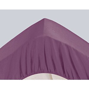 Yüzde Yüz Pamuklu Mor Yastık Kılıfsız 180x200 Battal Boy Lastikli Çarşaf