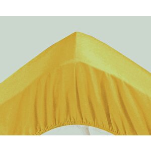 Yüzde Yüz Pamuklu Hardal Sarısı Yastık Kılıfsız 180x200 Battal Boy Lastikli Çarşaf