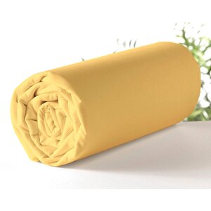 Yüzde Yüz Pamuklu Hardal Sarısı Yastık Kılıfsız 180x200 Battal Boy Lastikli Çarşaf