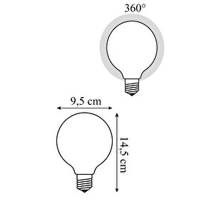 Corepro 7w (60w) G93 Glop Rustik Led Ampul Sarı 2700k Filamentli Top Lamba