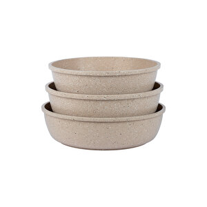 Thermoad | Yuvarlak Tepsi Set | 3 Parça | Vizon | 28cm-30cm-32cm