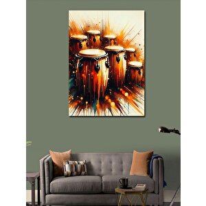 Kanvas Tablo Alevli Davul Seti 70x100 cm