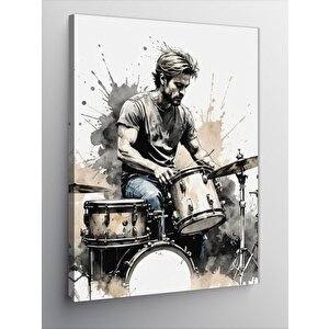Kanvas Tablo Davulcu Adam Baterist Temalı 50x70 cm