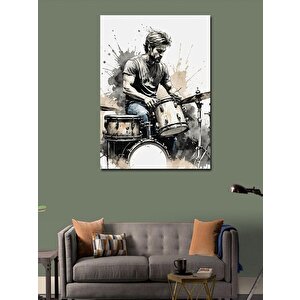 Kanvas Tablo Davulcu Adam Baterist Temalı 50x70 cm