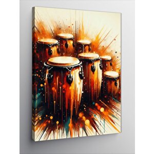 Kanvas Tablo Alevli Davul Seti 100x140 cm