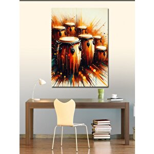 Kanvas Tablo Alevli Davul Seti 100x140 cm