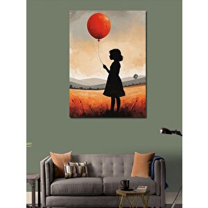 Kanvas Tablo Kırmızı Balonlu Kız 100x140 cm